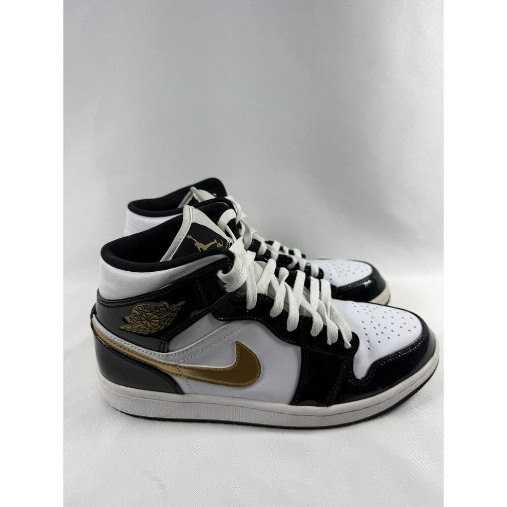 Size 9.5 - Jordan 1 Mid SE Patent Black Gold